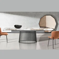 Tavolo Allungabile a 260 cm in Ceramica Finitura Marmo e Metallo - Veneto