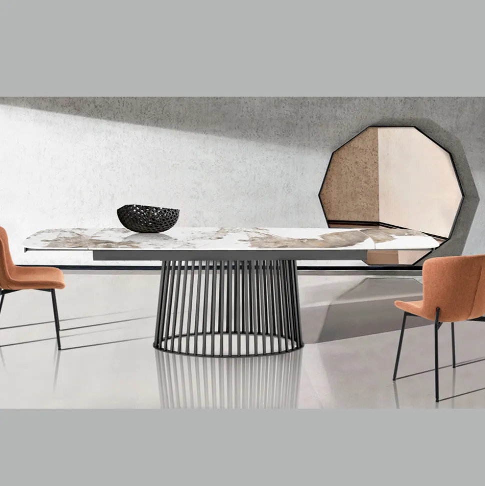 Tavolo Allungabile a 260 cm in Ceramica Finitura Marmo e Metallo - Veneto