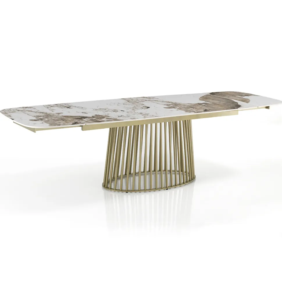 Tavolo Allungabile a 260 cm in Ceramica Finitura Marmo e Metallo - Veneto