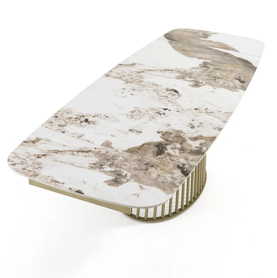 Tavolo Allungabile a 260 cm in Ceramica Finitura Marmo e Metallo - Veneto