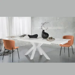 Tavolo Allungabile a 240 cm in Ceramica Finitura Marmo Onice Lucido - Piemonte