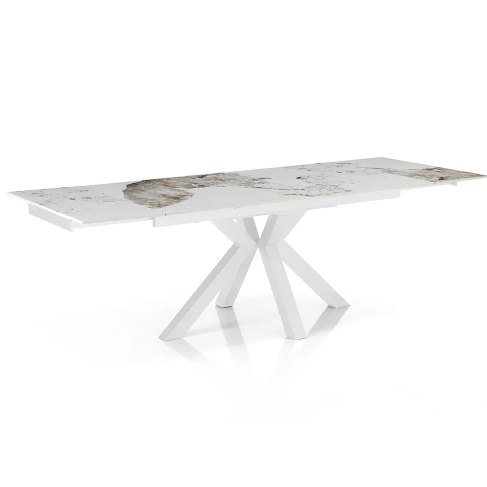 Tavolo Allungabile a 240 cm in Ceramica Finitura Marmo Onice Lucido - Piemonte