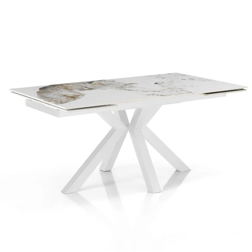 Tavolo Allungabile a 240 cm in Ceramica Finitura Marmo Onice Lucido - Piemonte