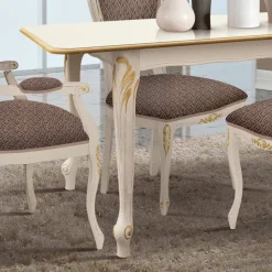Tavolo Allungabile a 220 cm in Legno Bianco e Oro Made in Italy - Luxury