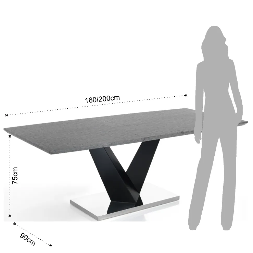 Tavolo Allungabile a 200 cm in MDF Cemento - Olmio