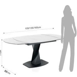 Tavolo Allungabile a 165 cm in Metallo e Ceramica - Boccanera