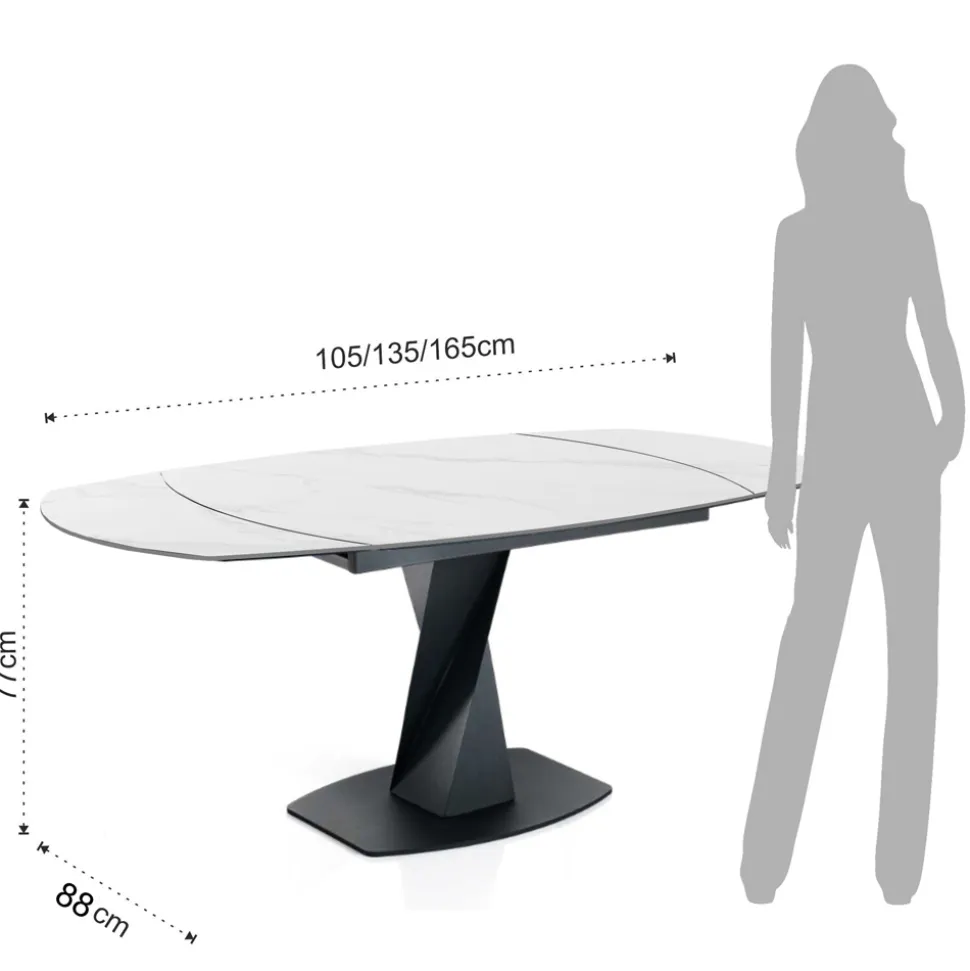Tavolo Allungabile a 165 cm in Metallo e Ceramica - Boccanera