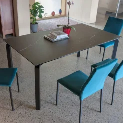 Tavolo Allungabile a 240 cm in Metallo e Piano in Vetro Ceramica - Lumera