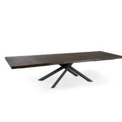 Tavolo Allungabile a 300 cm in Rovere Impiallacciato e Base in Metallo Nero - Xino