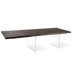 Tavolo Allungabile a 300 cm in Rovere e Base in Vetro Temperato - Nicoall