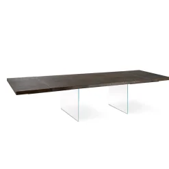 Tavolo Allungabile a 300 cm in Rovere e Base in Vetro Temperato - Nicoall