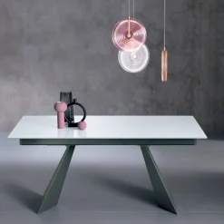 Tavolo Allungabile con Allunga Laterale in Vetro Finitura Latte - Aperol