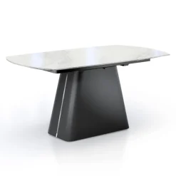 Tavolo Allungabile con Base in Acciaio e Piano in Ceramica Finitura Marmo - Emilia