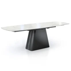 Tavolo Allungabile con Base in Acciaio e Piano in Ceramica Finitura Marmo - Emilia