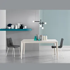 Tavolo Allungabile con Piano in Melaminico Cemento Bianco Ghiaccio - Ariel