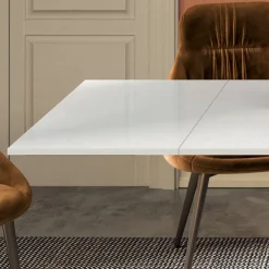 Tavolo Allungabile con Piano in Vetro Bianco Opaco Made in Italy - Settimmio