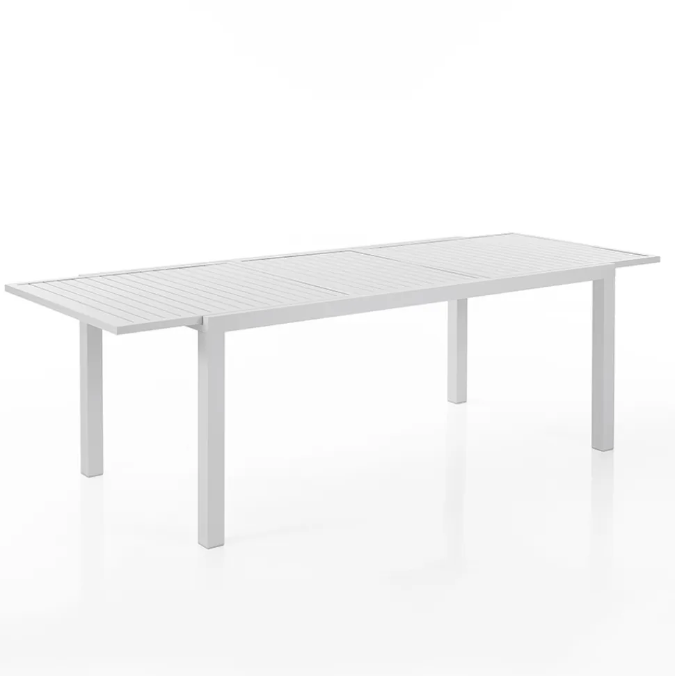 Tavolo Allungabile da Giardino con Piano e Base in Alluminio Bianco - Parler