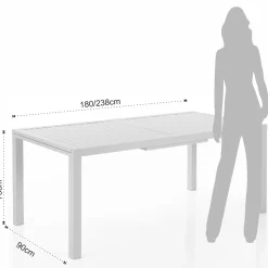 Tavolo Allungabile da Giardino con Piano e Base in Alluminio Bianco - Parler