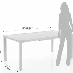 Tavolo Allungabile da Giardino con Piano e Base in Alluminio Bianco - Parler
