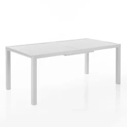 Tavolo Allungabile da Giardino con Piano e Base in Alluminio Bianco - Parler