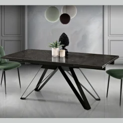 Tavolo Allungabile da Soggiorno in Metallo e Vetroceramica Made in Italy - Meluso