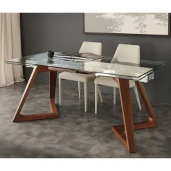 Tavolo allungabile di design con piano in vetro temperato Iside