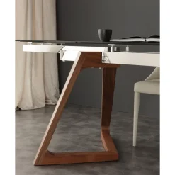 Tavolo allungabile di design con piano in vetro temperato Iside