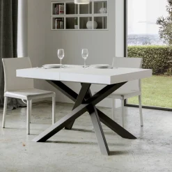 Tavolo Allungabile Fino a 440 cm in Ferro Antracite e Legno Made in Italy - Graffo
