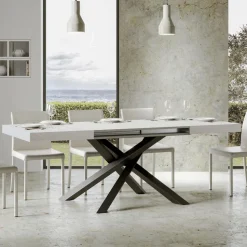 Tavolo Allungabile Fino a 440 cm in Ferro Antracite e Legno Made in Italy - Graffo