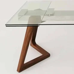 Tavolo Allungabile Fino a 280 cm in Vetro e Legno Impiallacciato – Eugrafo
