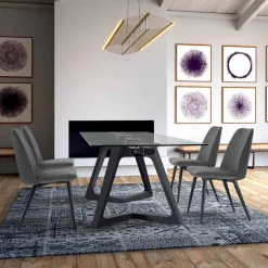 Tavolo Allungabile Fino a 280 cm in Vetro e Legno Impiallacciato – Eugrafo
