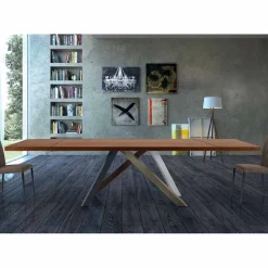Tavolo Allungabile Fino a 300 cm in Legno e Acciaio Made in Italy - Settimmio