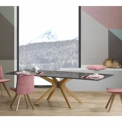 Tavolo Allungabile Fino a 260 cm in Gres e Legno, Lusso Made in Italy - Malita