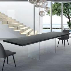 Tavolo Allungabile Fino a 300 cm in Legno Impiallacciato e Vetro – Strappo
