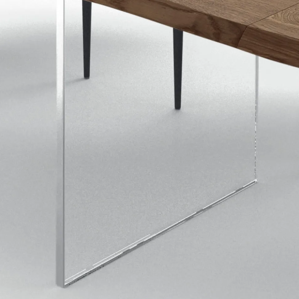 Tavolo Allungabile Fino a 300 cm in Legno Impiallacciato e Vetro – Strappo