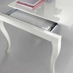 Tavolo Allungabile fino a 350 cm in Legno Noce Tanganika Bianco Lucido - Leomas