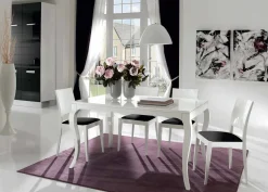 Tavolo Allungabile fino a 350 cm in Legno Noce Tanganika Bianco Lucido - Leomas
