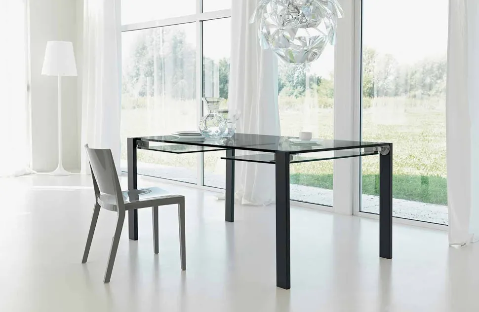 Tavolo Allungabile Fino a 280 cm in Vetro Trasparente Made in Italy – Sopot