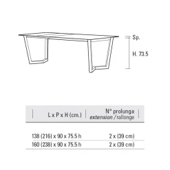 Tavolo Allungabile Fino 238 cm in Metallo e Hpl Made in Italy - Pablito