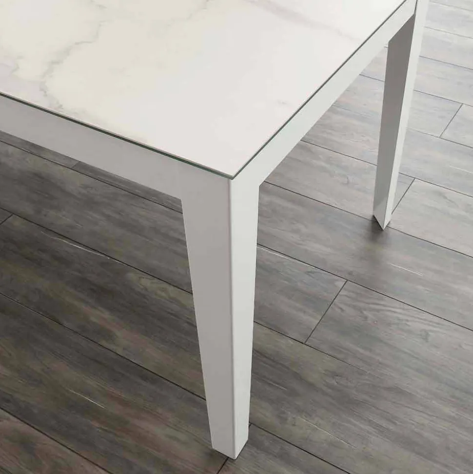 Tavolo allungabile fino 380 cm in vetroceramica e metallo Cagliari