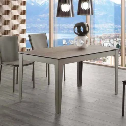 Tavolo allungabile fino 380 cm in vetroceramica e metallo Cagliari