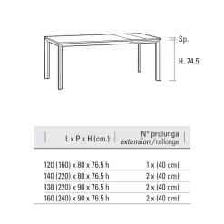 Tavolo Allungabile Fino 240 cm in Alluminio e Hpl Made in Italy - Filiberto