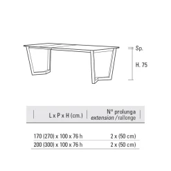 Tavolo Allungabile Fino 300 cm Piano Hpl Stratificato Made in Italy - Bastiano