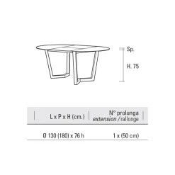 Tavolo Allungabile Fino 180 cm Tondo Hpl Stratificato Made in Italy - Bastiano