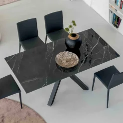 Tavolo Allungabile in Ceramica Calacatta Black Lucidato Starlit - Balia