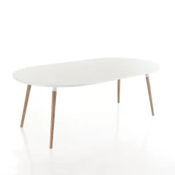 Tavolo allungabile in legno, piano bianco opaco Ian