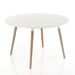 Tavolo allungabile in legno, piano bianco opaco Ian