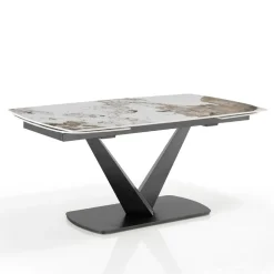 Tavolo Allungabile in Metallo e Piano in Ceramica Finitura Marmo Onice - Marche