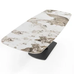 Tavolo Allungabile in Metallo e Piano in Ceramica Finitura Marmo Onice - Marche