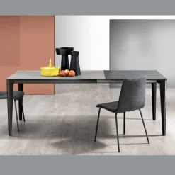 Tavolo Allungabile in Vetroceramica e Base in Metallo di Diverse Finiture - Ariel